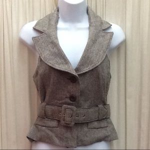 Tweed Halter Brown Vest by Better B Size Small
